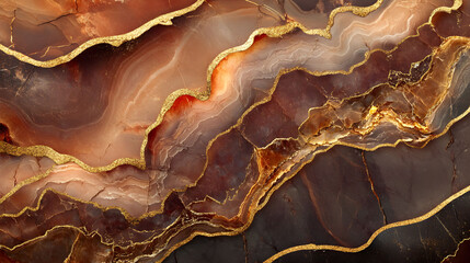 Obraz premium Brown marble stone surface with golden veins showcasing natural elegance in a modern design setting