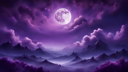 Fototapeta premium Gradient of deep purples capturing the essence of a moonlit night sky.
