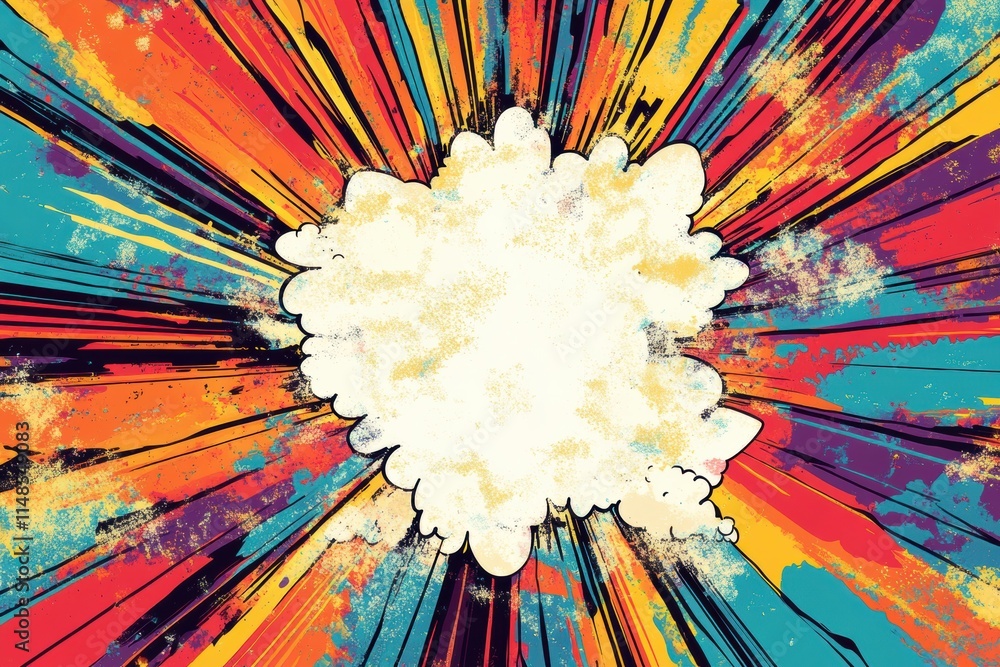 Aufkleber colorful abstract explosion with vibrant rays and a blank central area for creative design or text p