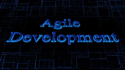 Word letters "Agile Development" with glitch Hi-Tech lines for your business title theme or concept element.