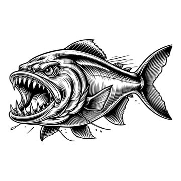 recommend clip art: illustration of angry piranha