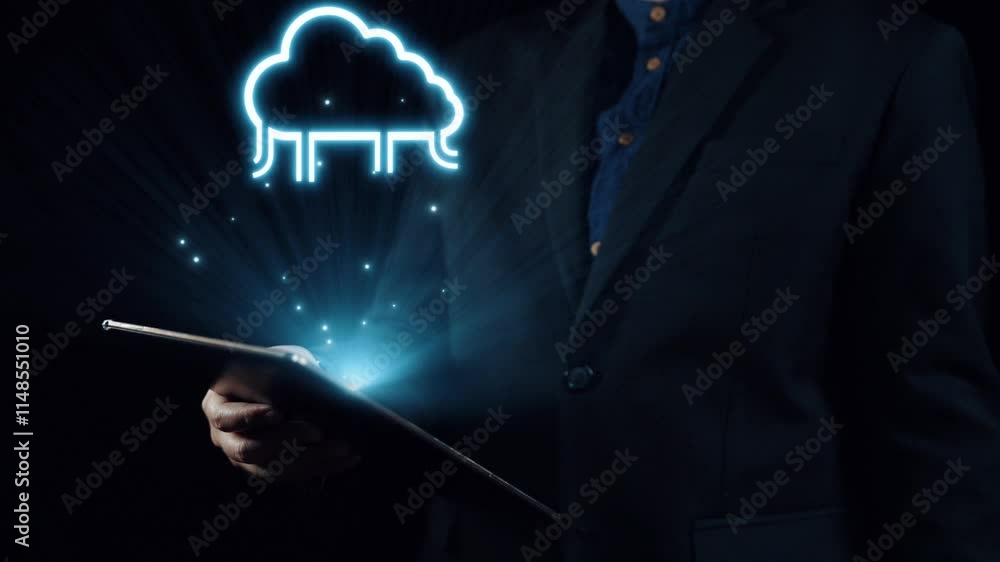 Aufkleber business person discover the future of cloud computing with latest insights and elevate business by 