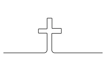 Christian three cross icon continuous one line art drawing with editable stroke vector Icon.