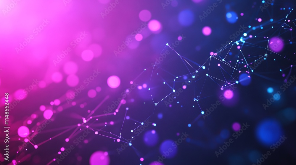 Poster abstract, background digital background with colorful dots and lines representing connectivity and t