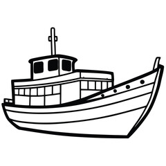 Obraz premium boat line art on white background