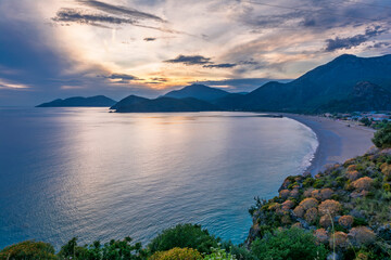 Sunset view at Oludeniz Beach of Turkey