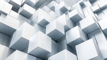 A 3D arrangement of glossy white cube, background, 3d creating a modern, abstract, background composition.