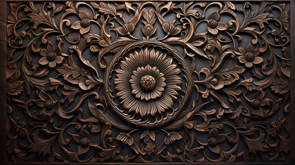 Wooden panel with a flower design on it