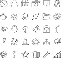 Business, Planning, Marketing, Communication, and Management Icons Set