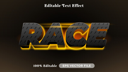 Race editable text style effect, Glow 3D text style theme.