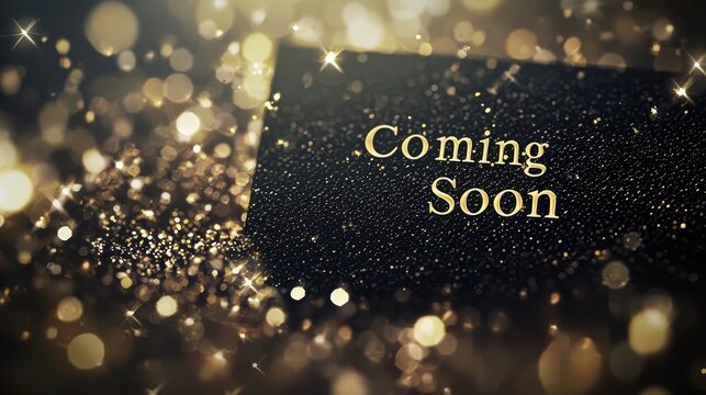 Luxurious Black and Gold Design with Glowing "Coming Soon" Text for Premium Announcements