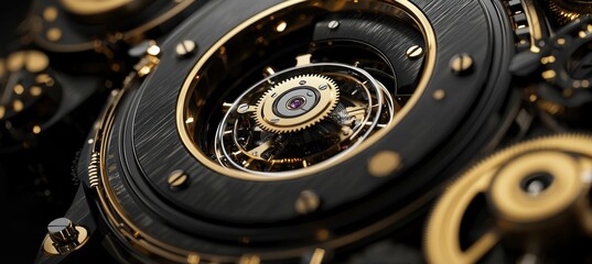 Luxurious Watchmaker Email Signature Design in Black and Gold with Gear Motif for Refined Branding