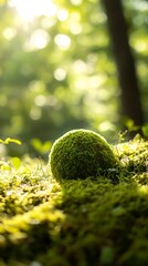 Globe on moss in the forest. Environment conservation concept