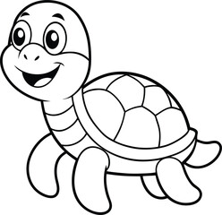 cartoon-turtle--black-and-white-outline--smiling-f.eps
