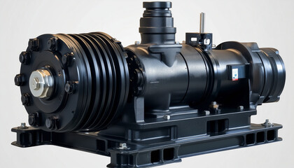 black industrial pump isolated on white