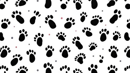 Cute Animal Tracks Seamless Pattern - White Background - Vivid Vector Texture