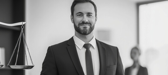 Minimalist Lawyer Email Signature with Scales of Justice and Monochrome Theme