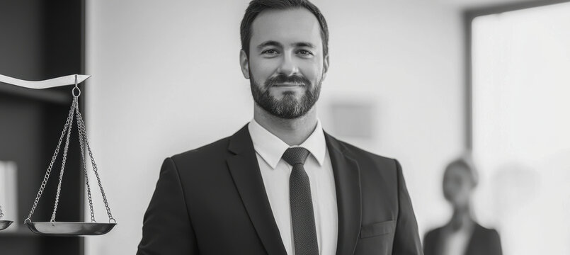 Minimalist Lawyer Email Signature with Scales of Justice and Monochrome Theme - Powered by Adobe