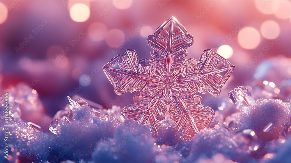 Poster stunning close-up of a unique snowflake pattern
