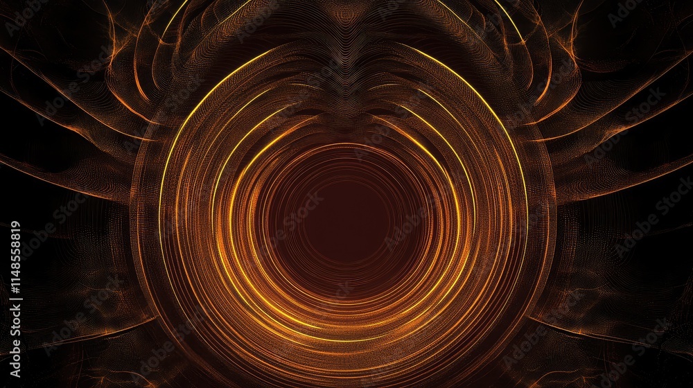 Poster background featuring glowing circular lines resembling sound waves, symbolizing energy and movement.