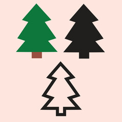 Obraz premium set of christmas trees flat icon design