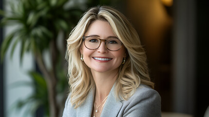 Obraz premium business, businesswoman, woman, smiling, people, person, smile, suit, success, glasses, professional, beauty, confidence, manager, executive, one, looking, lady, confident, businesspeople, successful,