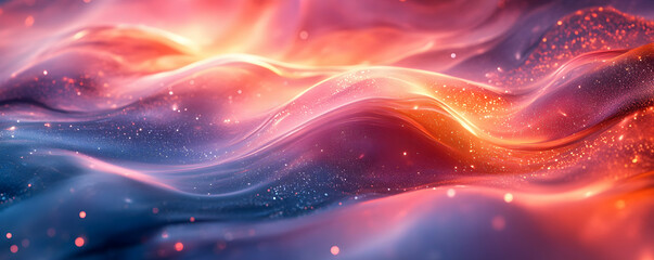 Abstract waves of color and light create a dynamic, fluid composition.