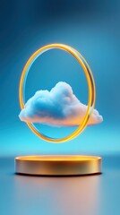 Circular pastel cloud formations, light reflecting edges, futuristic vibe, 3D illustration