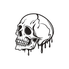 crescent moon skull vector handdrawn stippling style