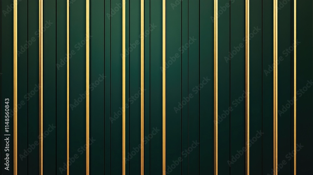 Poster elegant background with golden vertical lines spaced evenly on a deep emerald green base.