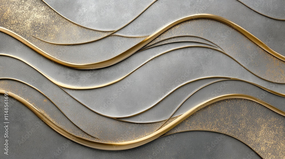 Poster elegant line background with subtle wave patterns in metallic tones on a light gray backdrop.
