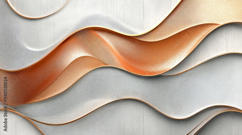 Poster elegant line background with subtle wave patterns in metallic tones on a light gray backdrop.