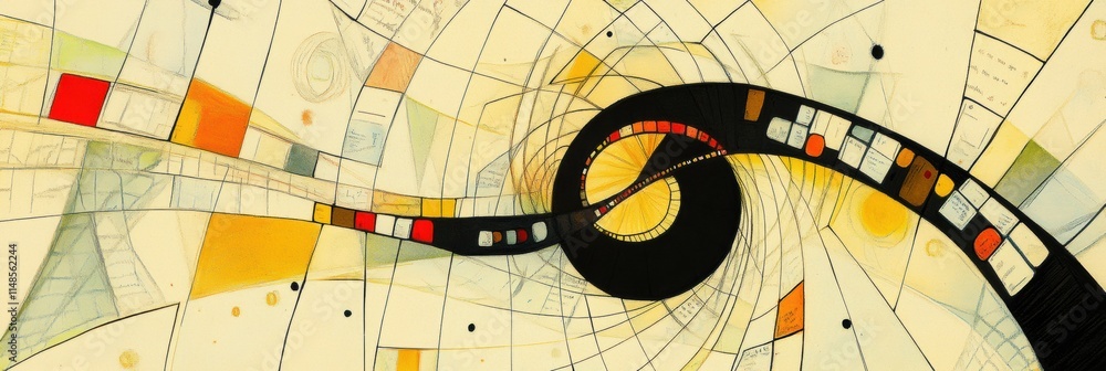 Leinwandbilder Abstract spiral art with vibrant colors and geometric patterns highlighting creativity and motion. Generative AI