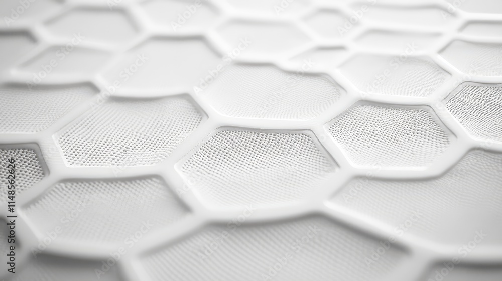 Poster geometric line background with a hexagonal grid pattern in light gray tones on a white canvas.