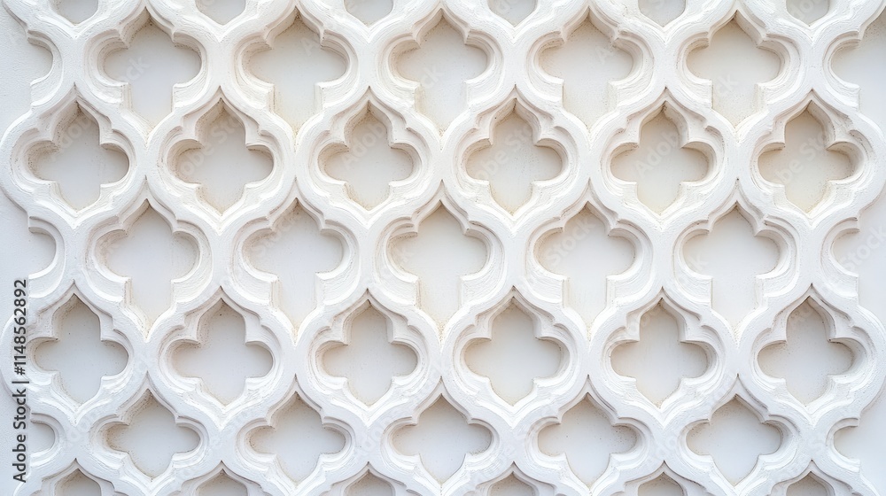Poster geometric line background with an intricate lattice design on a plain white surface.