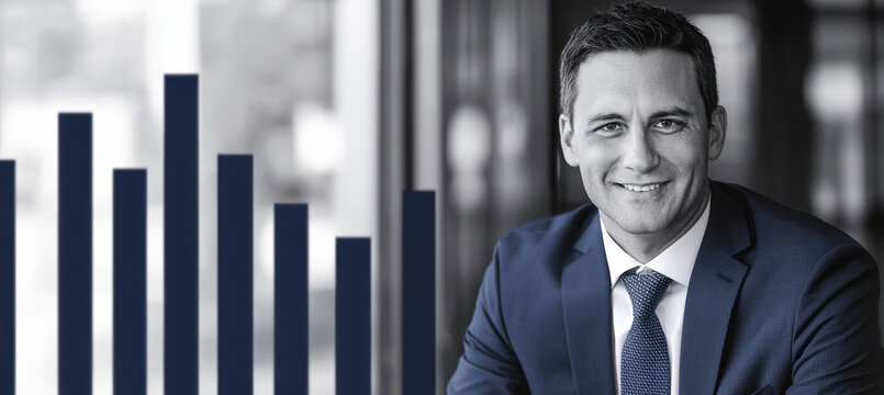 Professional Email Signature Design for Financial Planners with Bar Chart Background