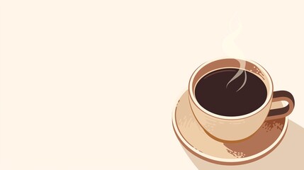 Obraz premium 白いシンプルな背景と珈琲の入ったコーヒーカップのイメージ画像