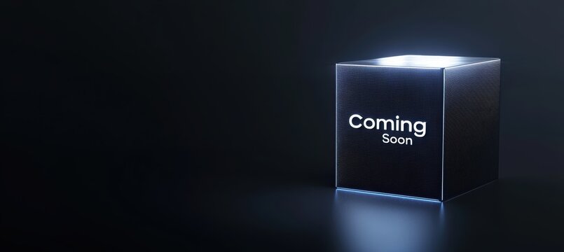 Futuristic Product Teaser with Sleek Black Box and Subtle Glow for Branding and Marketing