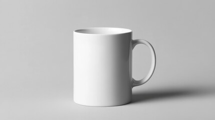 Fototapeta premium Plain white coffee mug on gray background.