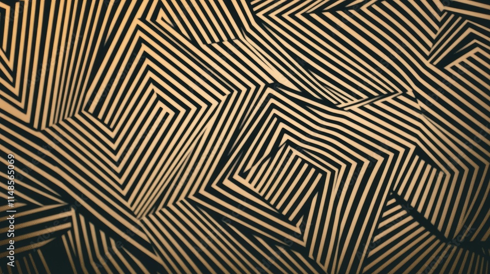 Poster line background with a maze-like geometric design, showcasing sharp angles and symmetry.