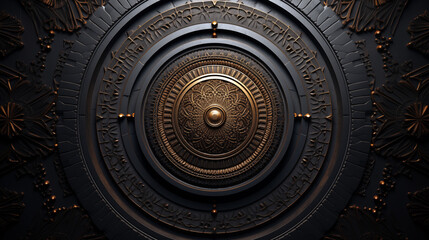 Gold and black circle with a gold center