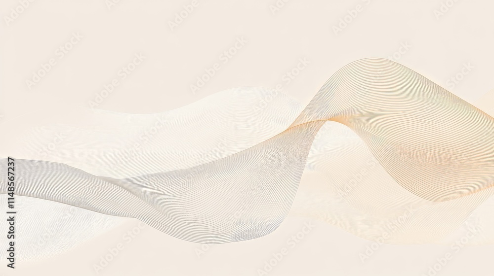 Poster minimalist line background featuring continuous, curving waves in neutral tones on a plain base.