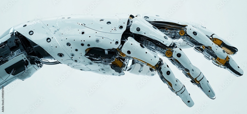 Poster a robotic hand showcasing advanced technology and design for automation.
