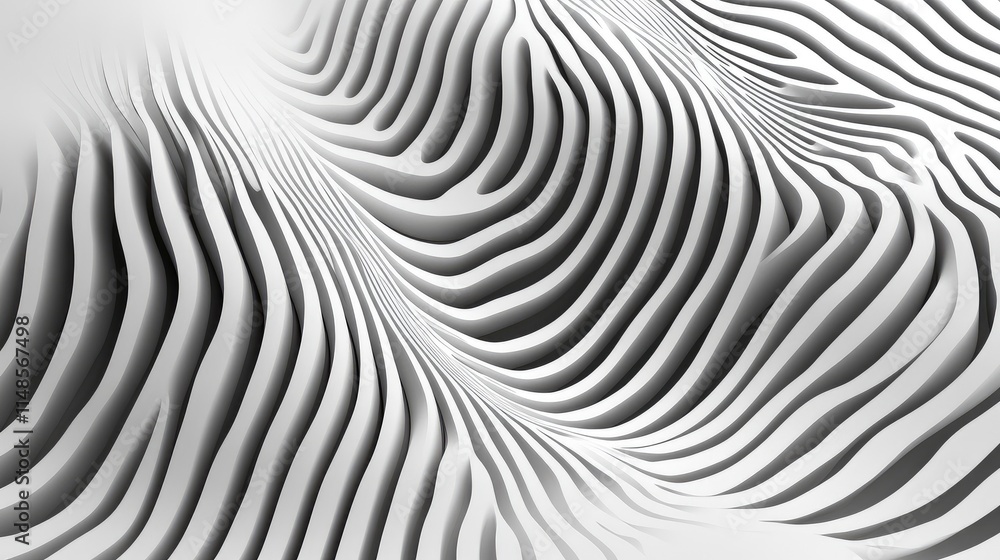 Poster minimalist line background with gradient stripes forming an illusion of waves in 3d.