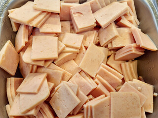 ham slices into small pieces top view image 