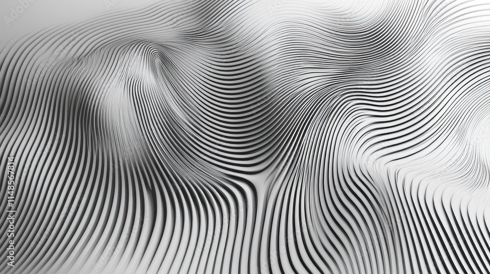 Aufkleber minimalist line background with gradient stripes forming an illusion of waves in 3d.