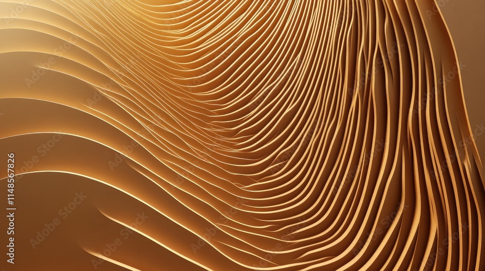 Poster minimalist line background with gradient stripes forming an illusion of waves in 3d.