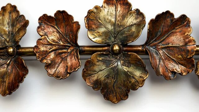 Decorative wall hook featuring intricate leaf designs in antique bronze and copper finishes for home decor enthusiasts