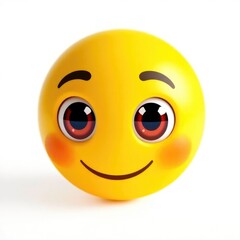 Fototapeta premium A vibrant yellow emoji with big eyes and a warm smile conveys feelings of happiness and delight, radiating positivity and cheerful emotions