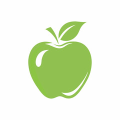 Minimal Green Apple Vector Design.